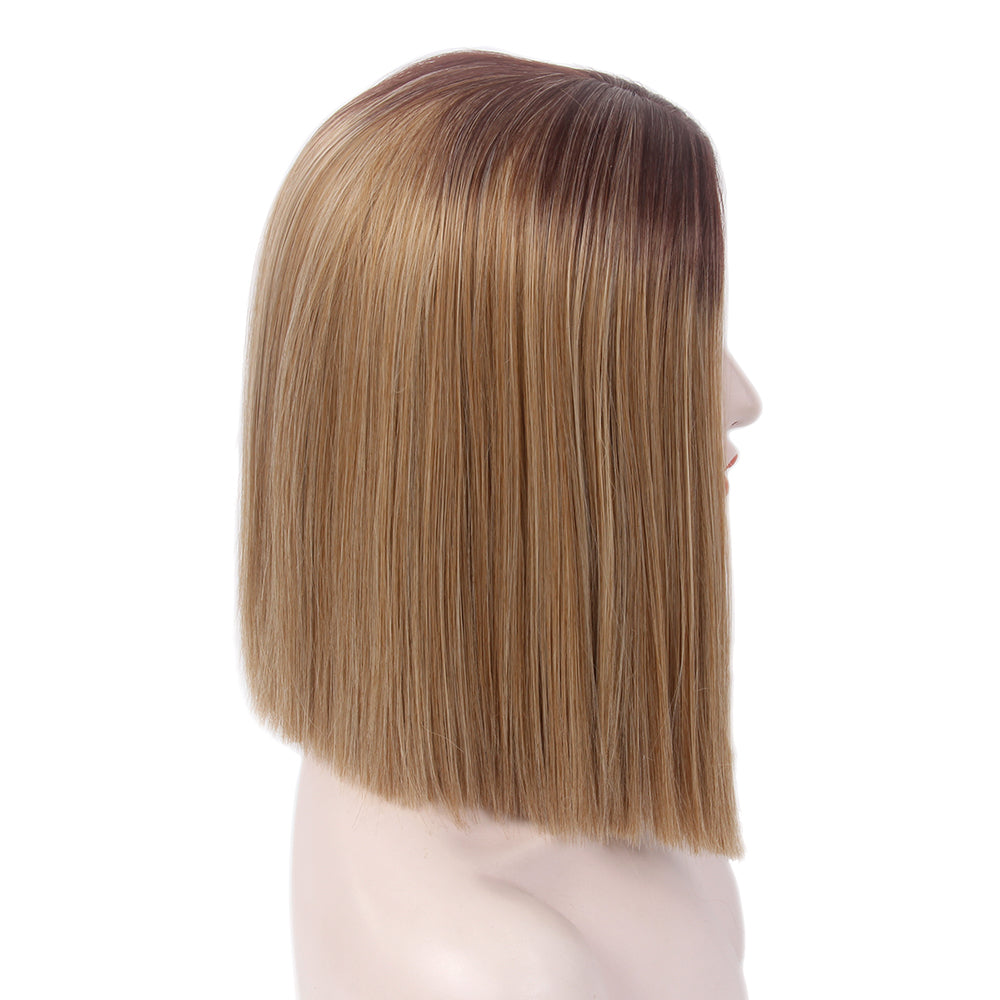Bob Wigs Short Straight Middle Part Synthetic Hair for Women Natural Looking