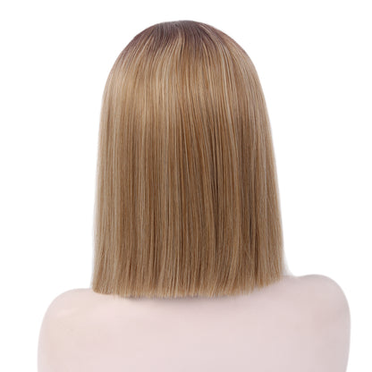 Bob Wigs Short Straight Middle Part Synthetic Hair for Women Natural Looking