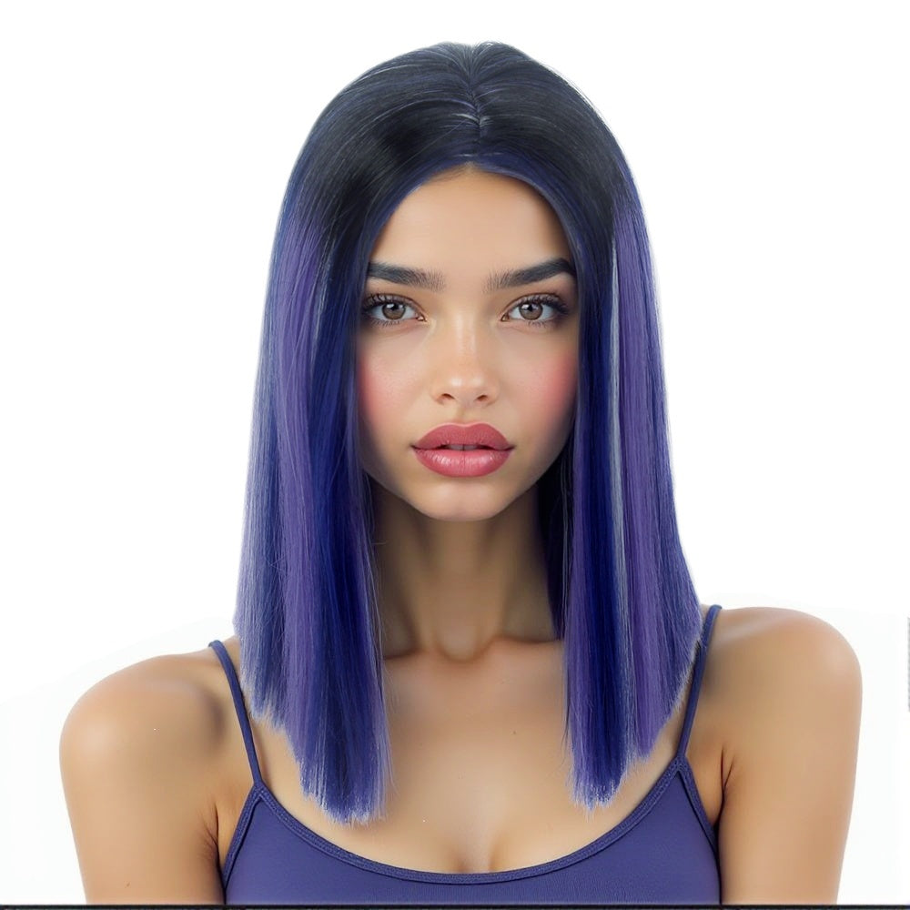 Bob Wigs Short Straight Middle Part Synthetic Hair for Women