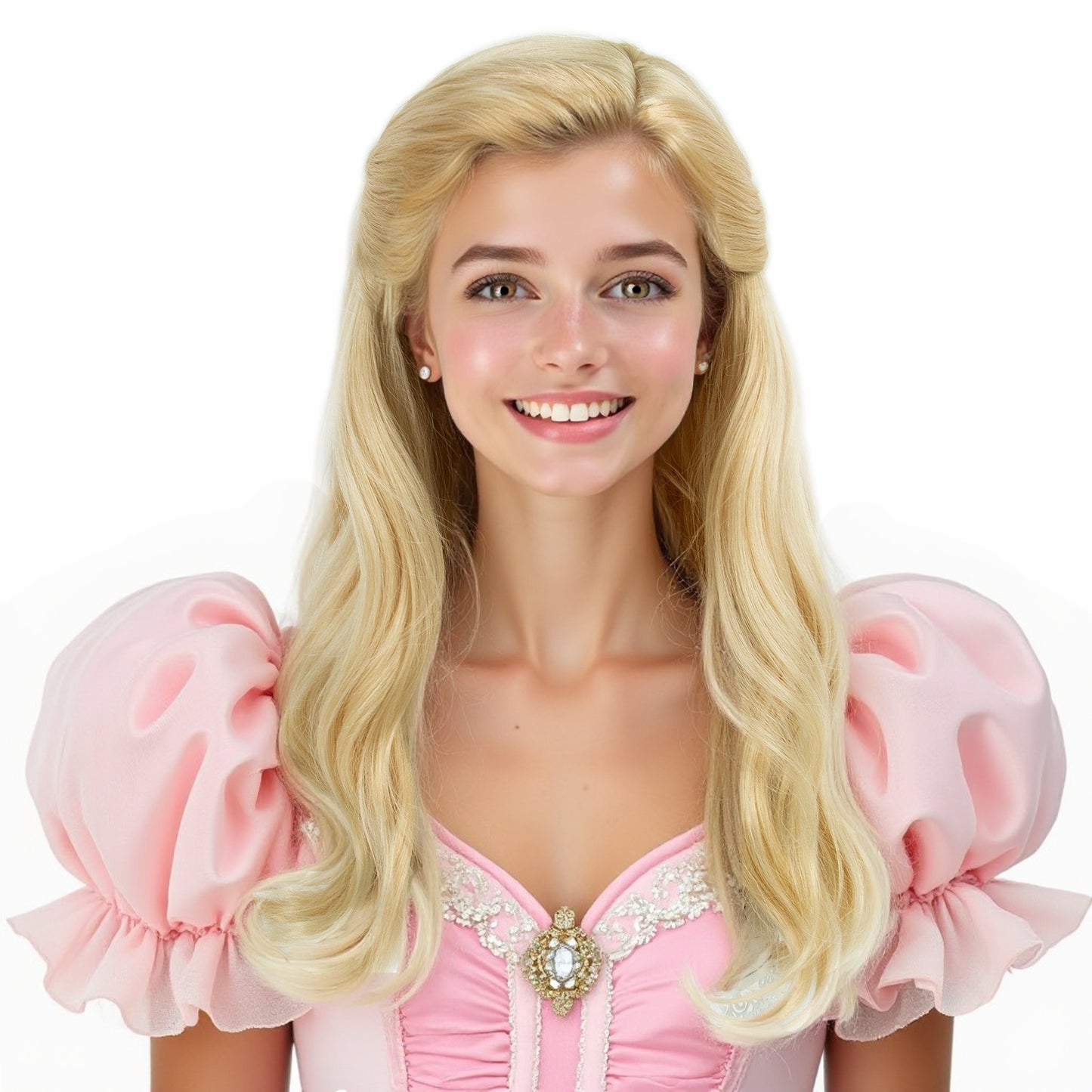 Long Curly Blonde Wig with Bang for Women Natural Looking Platinum Wavy Wig