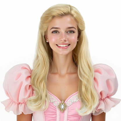 Long Curly Blonde Wig with Bang for Women Natural Looking Platinum Wavy Wig