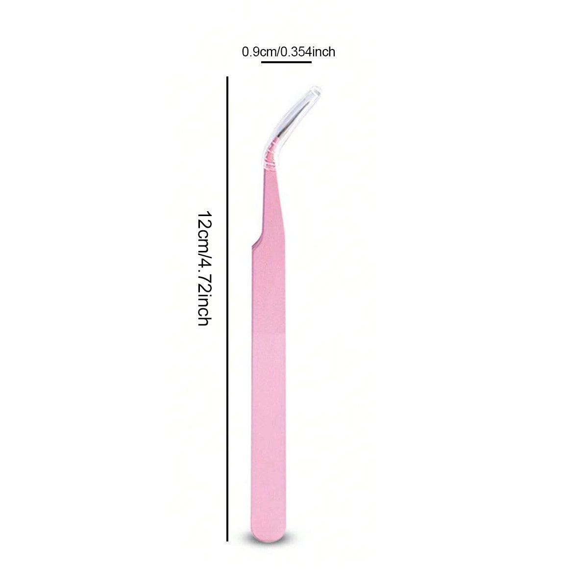 Size chart of pink eyelash tweezers
