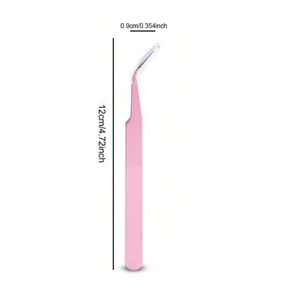 Size chart of pink eyelash tweezers
