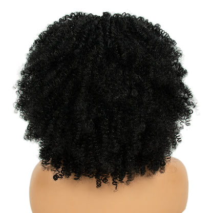 Short Afro Kinky Curly Wigs For Black Women Black Synthetic Cosplay African Wigs