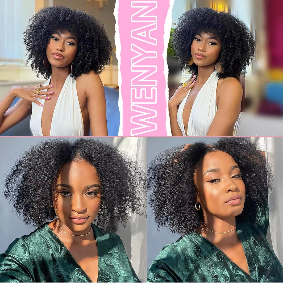 Afro Curly Human Hair Bundles for Women High Density Fluffy Kinky Curly Weave BOSQUE Beauty