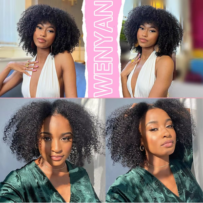 Afro Curly Human Hair Bundles for Women High Density Fluffy Kinky Curly Weave BOSQUE Beauty