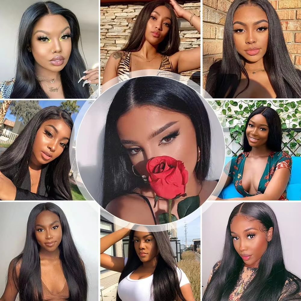 13x4 HD Lace Closure Invisible Hairline Pre Plucked Virgin Human Hair Straight Natural Black Free Part BOSQUE Beauty