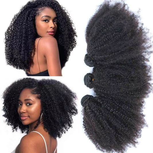 Afro Curly Human Hair Bundles for Women High Density Fluffy Kinky Curly Weave BOSQUE Beauty