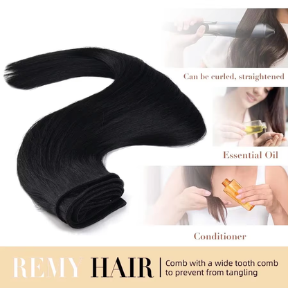 Premium Human Hair Extensions Silk Straight Natural Black  Heat Resistant for Styling & Coloring BOSQUE Beauty
