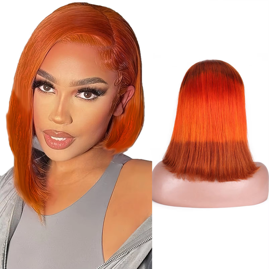 Vibrant Orange Ombre Human Hair Wig 13x4 HD Lace Front 200% Density Glueless Wig BOSQUE Beauty
