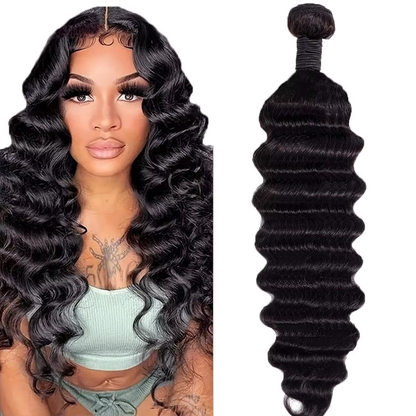 Premium Deep Loose Wave Human Hair Weft - 100% Unprocessed Virgin Hair Natural Black Can Be Dyed & Permed BOSQUE Beauty