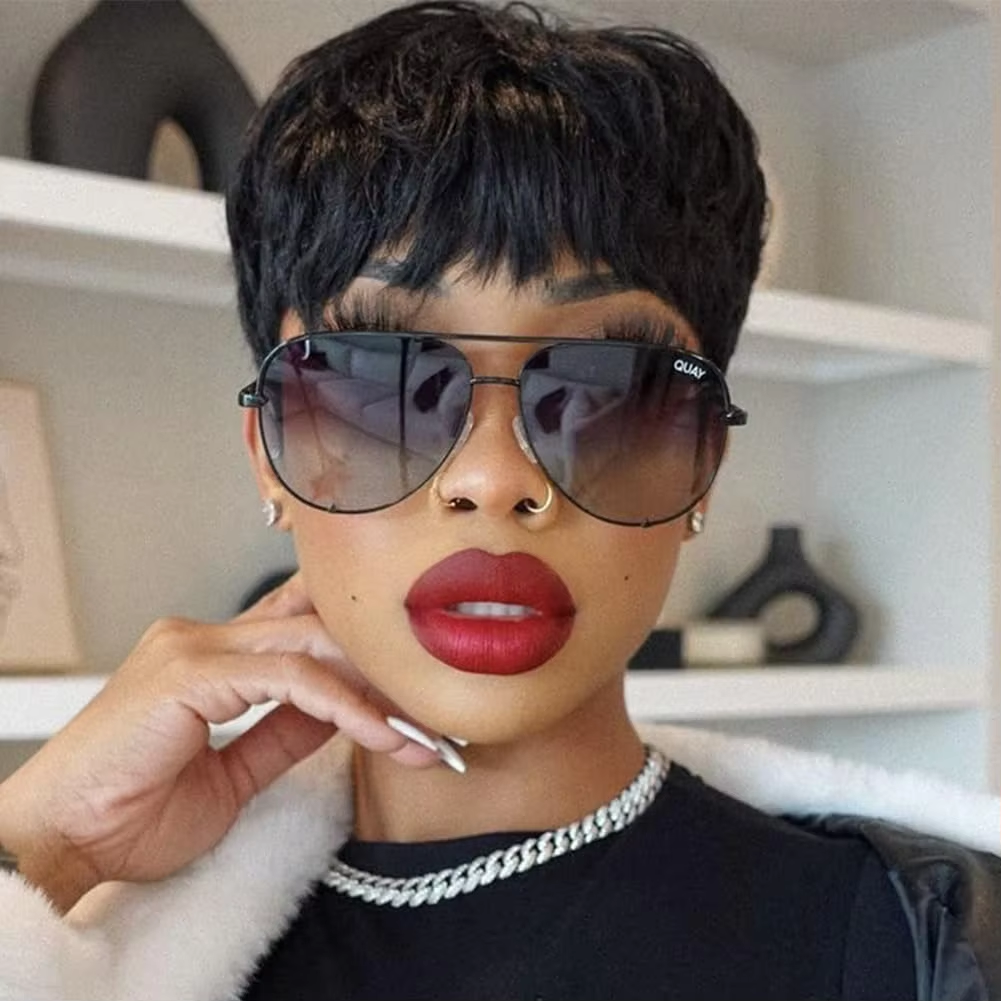 200% Density Human Hair Wigs for Women Black Short Bob Wig with Fringe/Bangs Pre Plucked Hairline & Bleached Knots BOSQUE Beauty