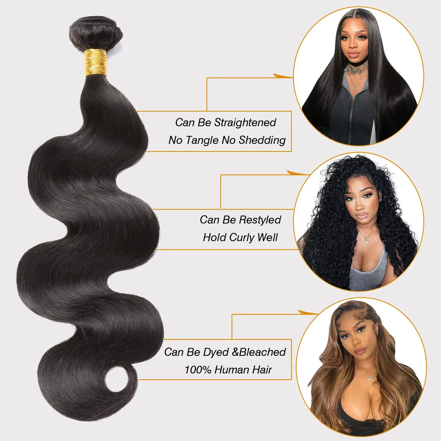 Human Hair Bundles 100% Unprocessed Wavy Human Hair Bundles Human Hair Extensions Quick Weave Natural Black BOSQUE Beauty