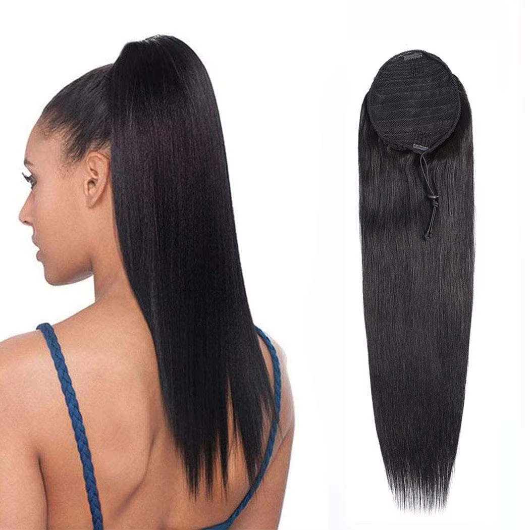 BOSQUE Beauty Dyeable Permable Ponytail Straight Virgin Hair 100% Unprocessed Raw Human Hair Weave Natural Black