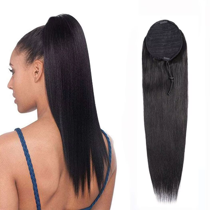 BOSQUE Beauty Dyeable Permable Ponytail Straight Virgin Hair 100% Unprocessed Raw Human Hair Weave Natural Black