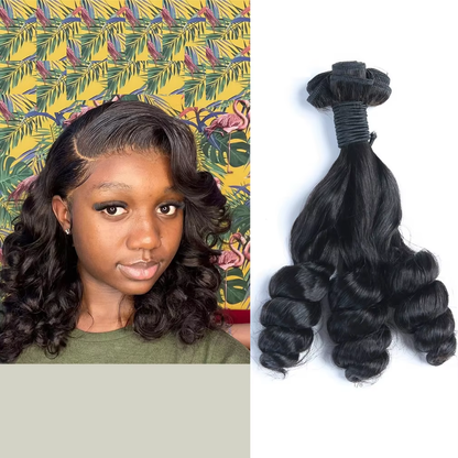 BOSQUE Beauty Human Hair Double Drawn Funmi Virgin Remy Hair Can Be Dyed Permed Natural Color for Women