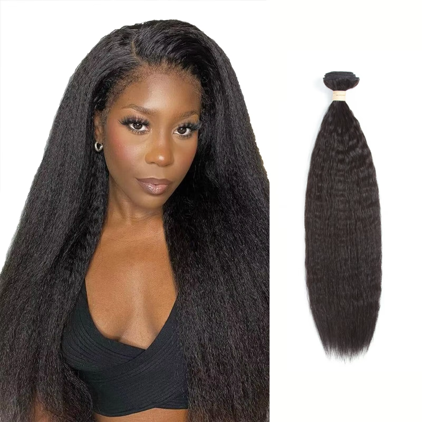 Kinky Straight Human Hair Bundles Virgin Unprocessed Raw Hair Weave Black Yaki Texture Hair Extensions for Women BOSQUE Beauty