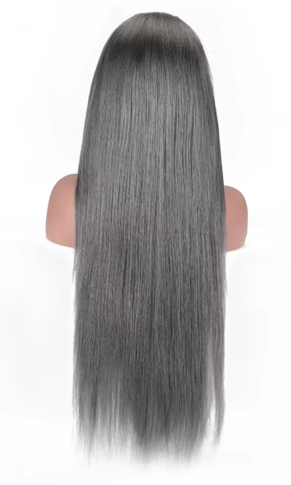 Fashion Silver Gray Straight 200% Density Wig - 13x4 HD Lace Front Glueless Human Hair Pre Plucked BOSQUE Beauty