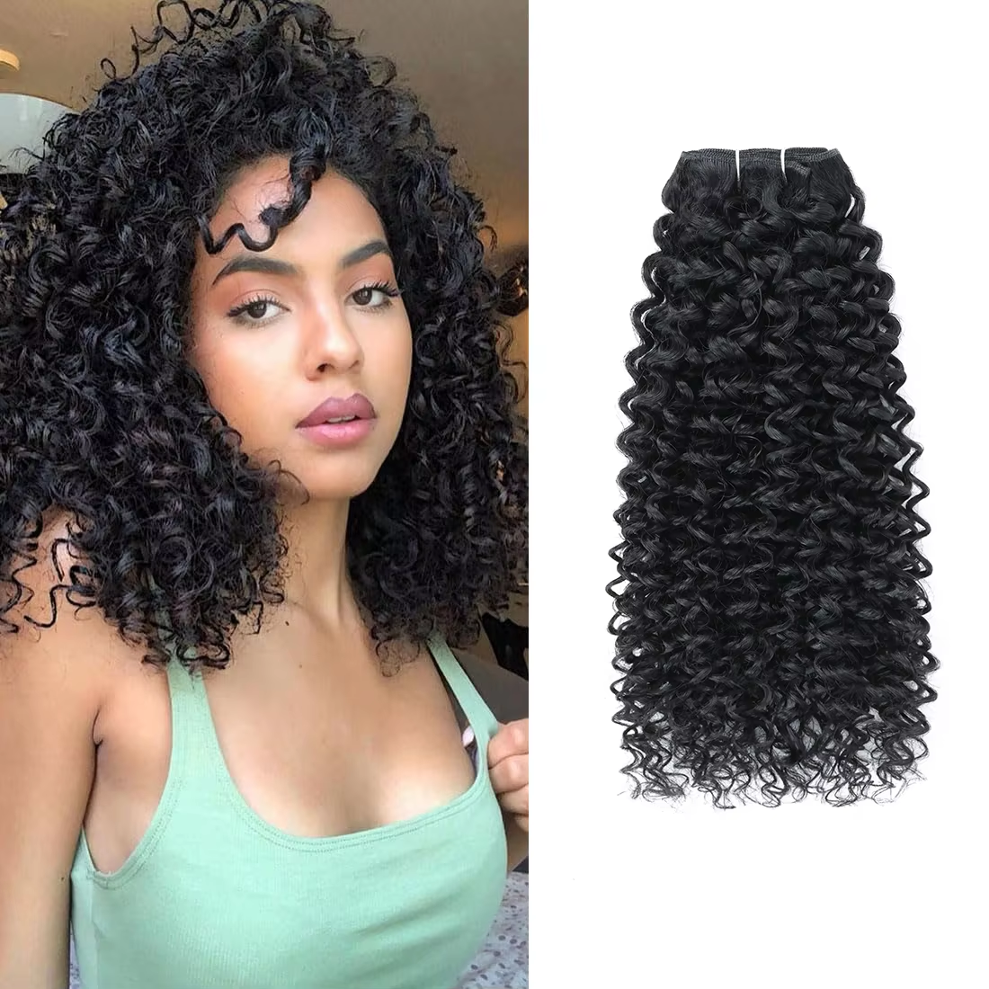 Heat Safe Pixie Curl Human Hair Wig Can Be Dyed & Styled 13x4 Natural Black Lace Front BOSQUE Beauty