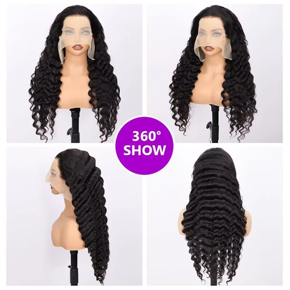 Loose Deep 200% High Density 13x4 Lace Front Wig Deep Wave Human Hair Brown Pre Plucked HD Lace Glueless BOSQUE Beauty