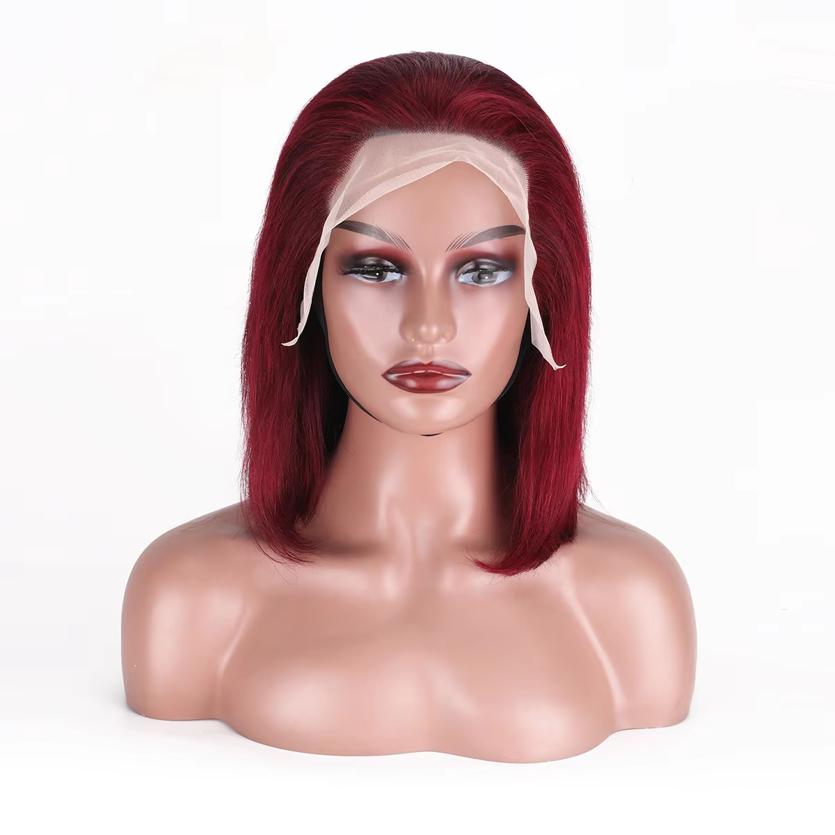 13x4 Lace Front Wig Burgundy Bob Wig Human Hair Short Straight Natural Looking 200% Density BOSQUE Beauty