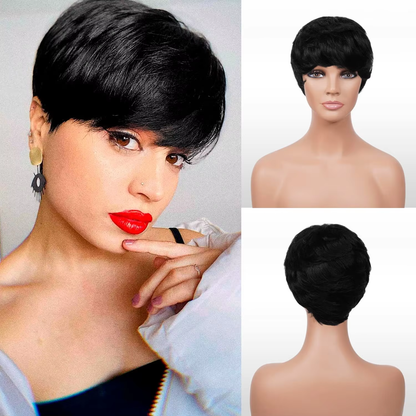200% Density Human Hair Wigs for Women Black Short Bob Wig with Fringe/Bangs Pre Plucked Hairline & Bleached Knots BOSQUE Beauty