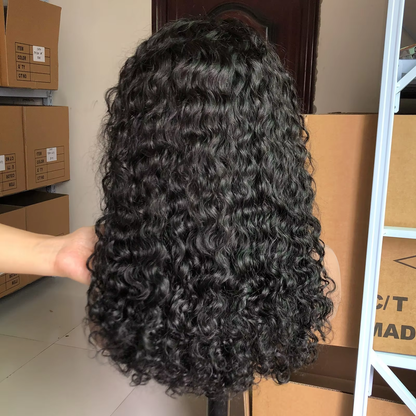 Small Curly Human Hair Lace Front Wig 13x4 Middle Part 200% Density Natural Black Tightly Curled Hair BOSQUE Beauty