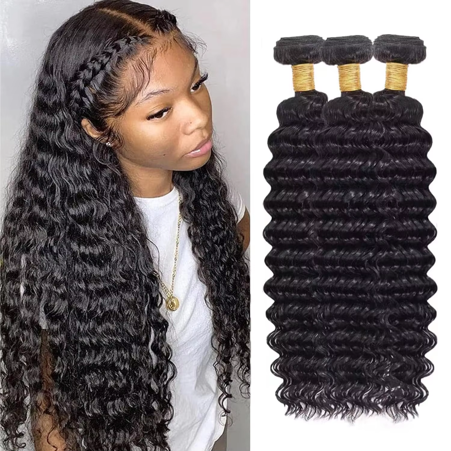 BOSQUE Beauty 100% Unprocessed Virgin Human Hair Extensions Deep Wave Wet and Wavy Weave for Women Vietnamese Straight Style