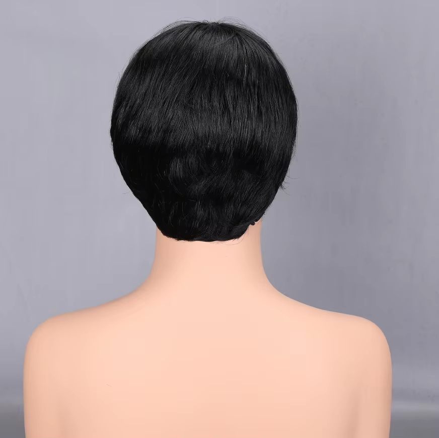 200% Density Human Hair Wigs for Women Black Short Bob Wig with Fringe/Bangs Pre Plucked Hairline & Bleached Knots BOSQUE Beauty