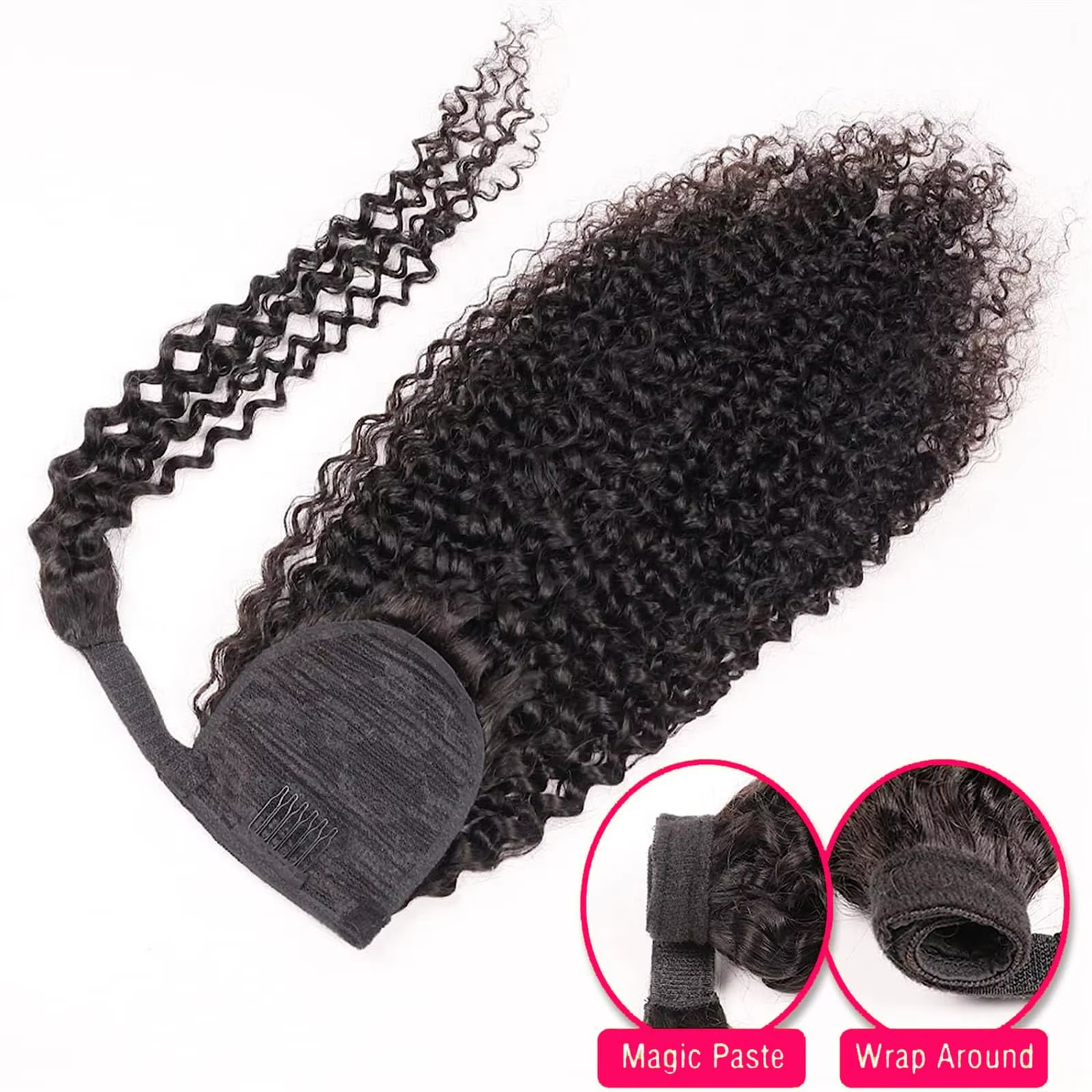 BOSQUE Beauty Thermal Styling Bleachable 100% Human Hair Ponytail, Curly Virgin Hair Extensions Weft, Designer Quality for Women