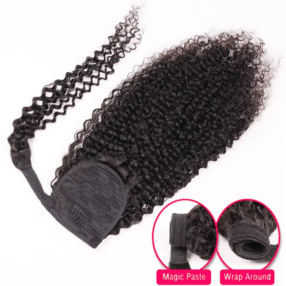 BOSQUE Beauty Thermal Styling Bleachable 100% Human Hair Ponytail, Curly Virgin Hair Extensions Weft, Designer Quality for Women