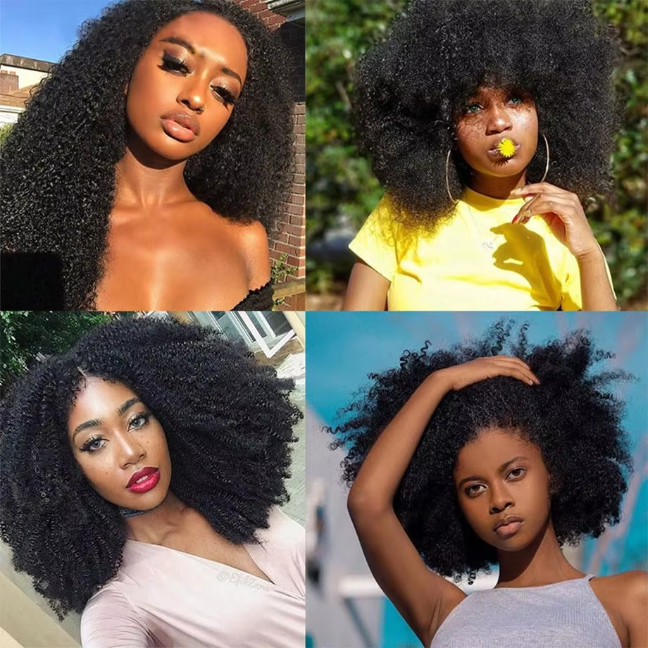 Afro Curly Human Hair Bundles for Women High Density Fluffy Kinky Curly Weave BOSQUE Beauty