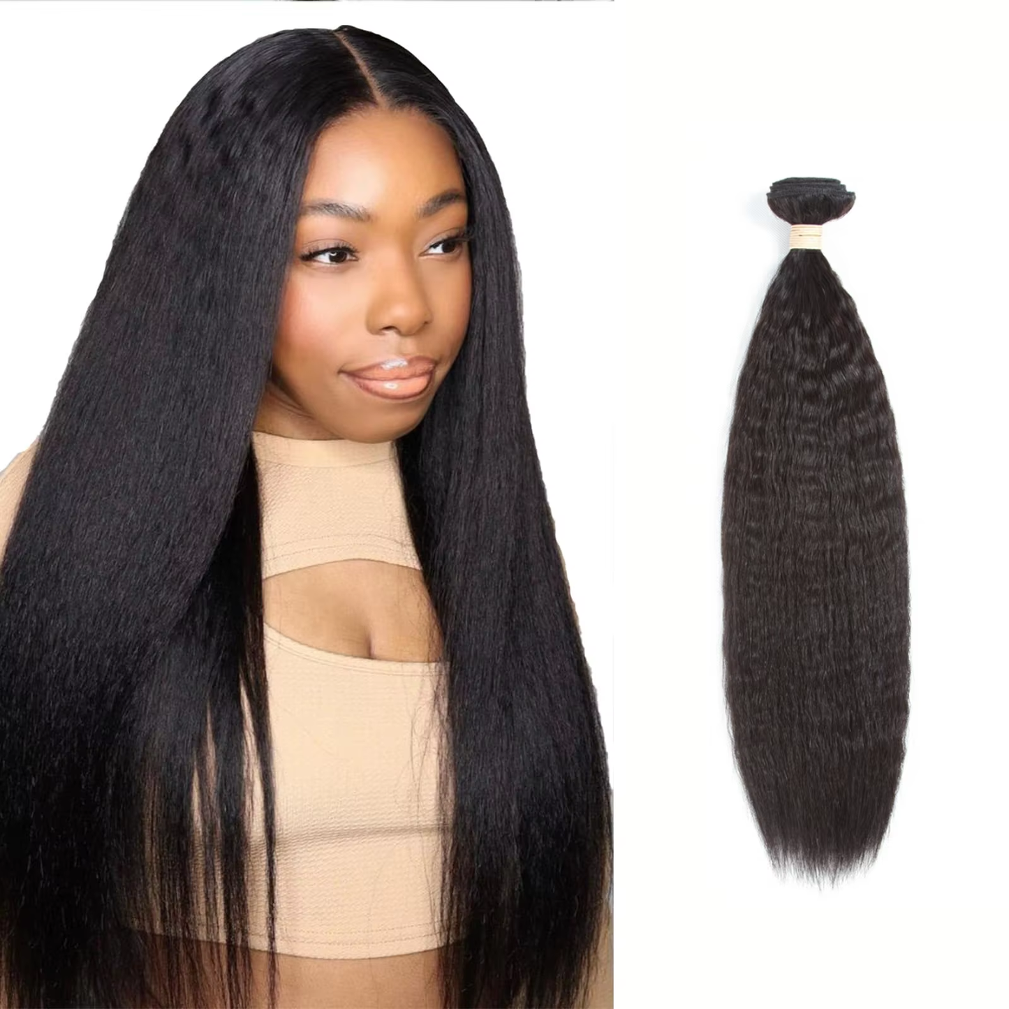 Kinky Straight Human Hair Bundles Virgin Unprocessed Raw Hair Weave Black Yaki Texture Hair Extensions for Women BOSQUE Beauty