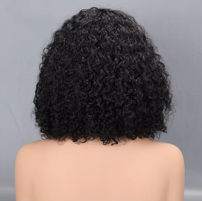 Curly Bob Wig Human Hair With Bangs 200% Density Short Curly Human Hair Wigs for Women Natural Black BOSQUE Beauty