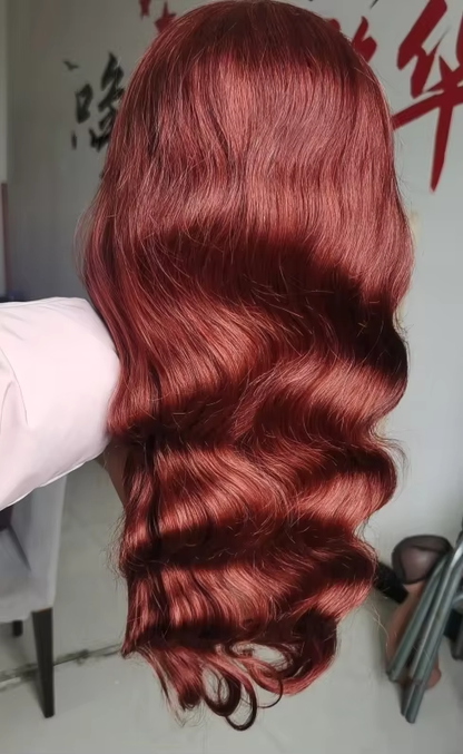 13x4 Lace Front Wig Human Hair Body Wave 200% Density Burgundy Glueless Free Part BOSQUE Beauty