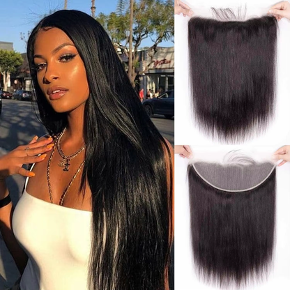 13x4 HD Lace Closure Invisible Hairline Pre Plucked Virgin Human Hair Straight Natural Black Free Part BOSQUE Beauty