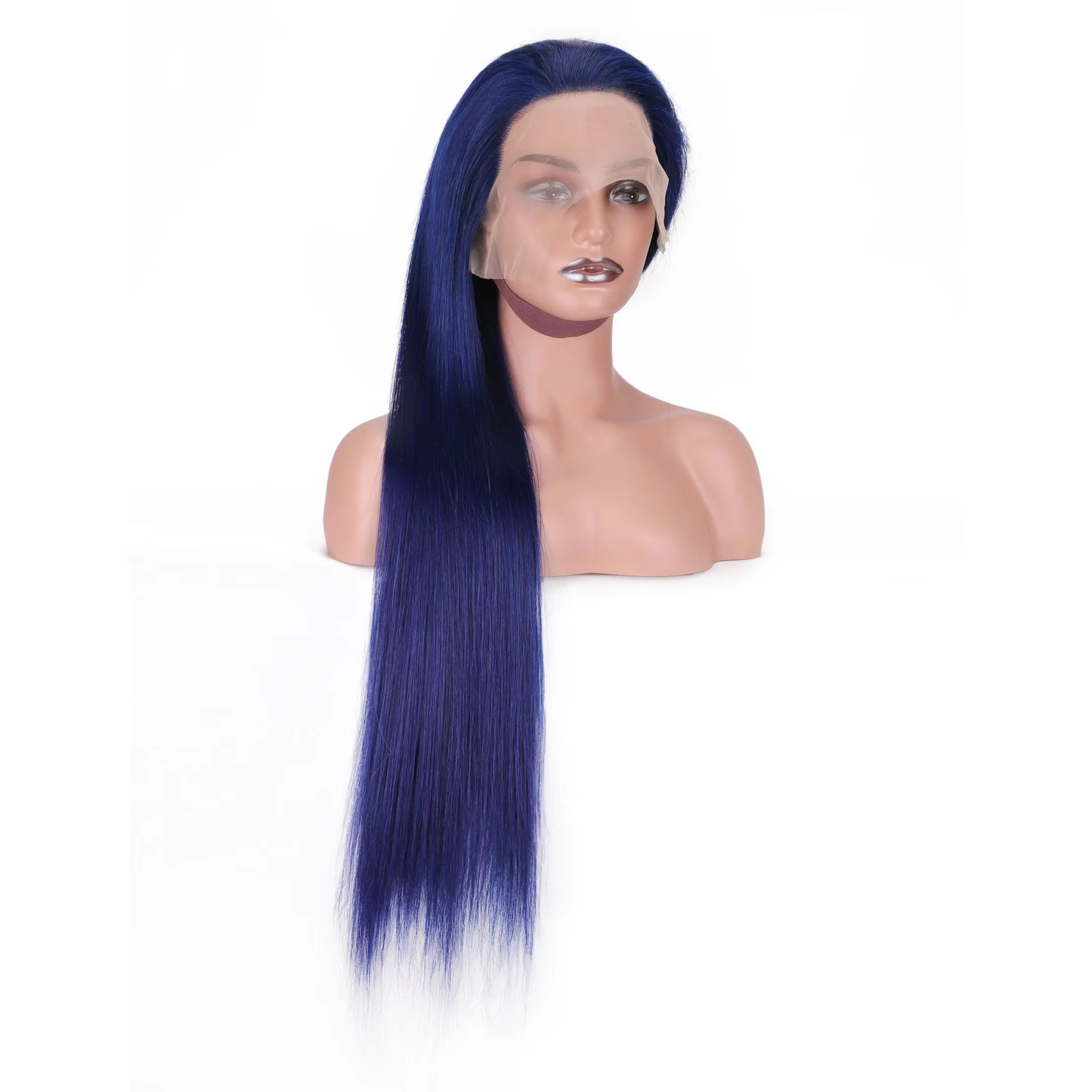 Heat Resistant Straight Human Hair Lace Front Wig 13x4 200% Density Fashion Blue Color Tangle Free Glueless BOSQUE Beauty