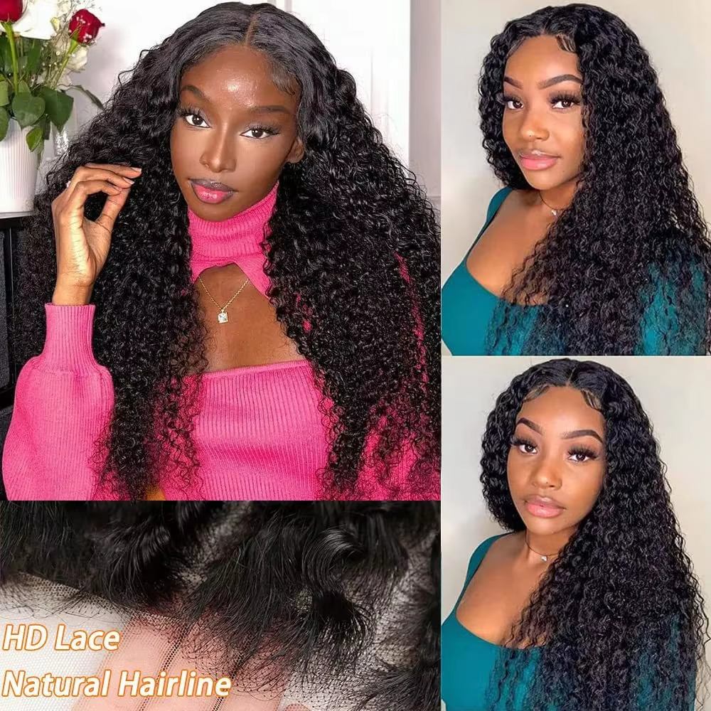 200% High Density Water Wave Human Hair Lace Front Wig 13x4 Pre Plucked HD Lace Natural Color Body Wave Texture BOSQUE Beauty