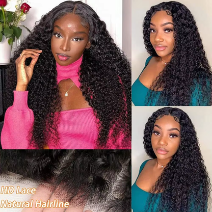 200% High Density Water Wave Human Hair Lace Front Wig 13x4 Pre Plucked HD Lace Natural Color Body Wave Texture BOSQUE Beauty