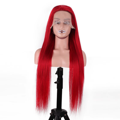 Red Straight Human Hair Lace Front Wig 13x4 200% Density Vibrant Red Color Pre Plucked HD Lace BOSQUE Beauty