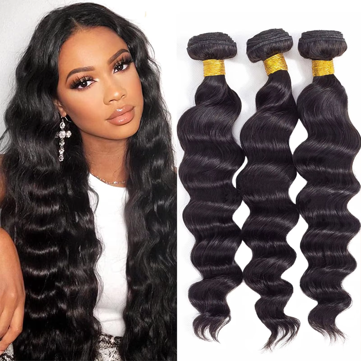 BOSQUE Beauty Premium Deep Wave Weft 100% Unprocessed Virgin Human Hair Stretched Bulk Wholesale Natural Color