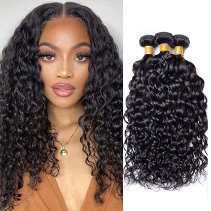 Premium Water Wave Human Hair Weft - 100% Unprocessed Virgin Hair Natural Black Can Be Dyed & Permed BOSQUE Beauty