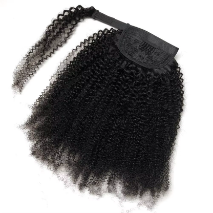 100% Human Virgin Hair Ponytail with Bouncy Curls Natural Black Color Pre-plucked Hairpiece for Women BOSQUE Beauty